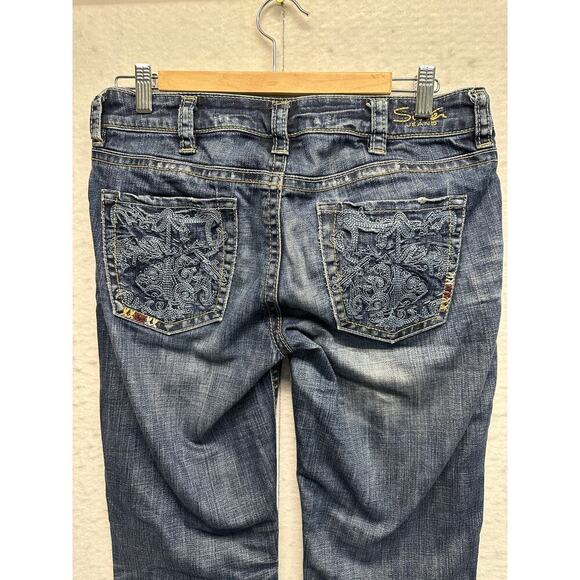 Silver Jeans Womens 30 Bootcut Flared Western Lola Faded Blue Dark Boho Hippie - Picture 9 of 15